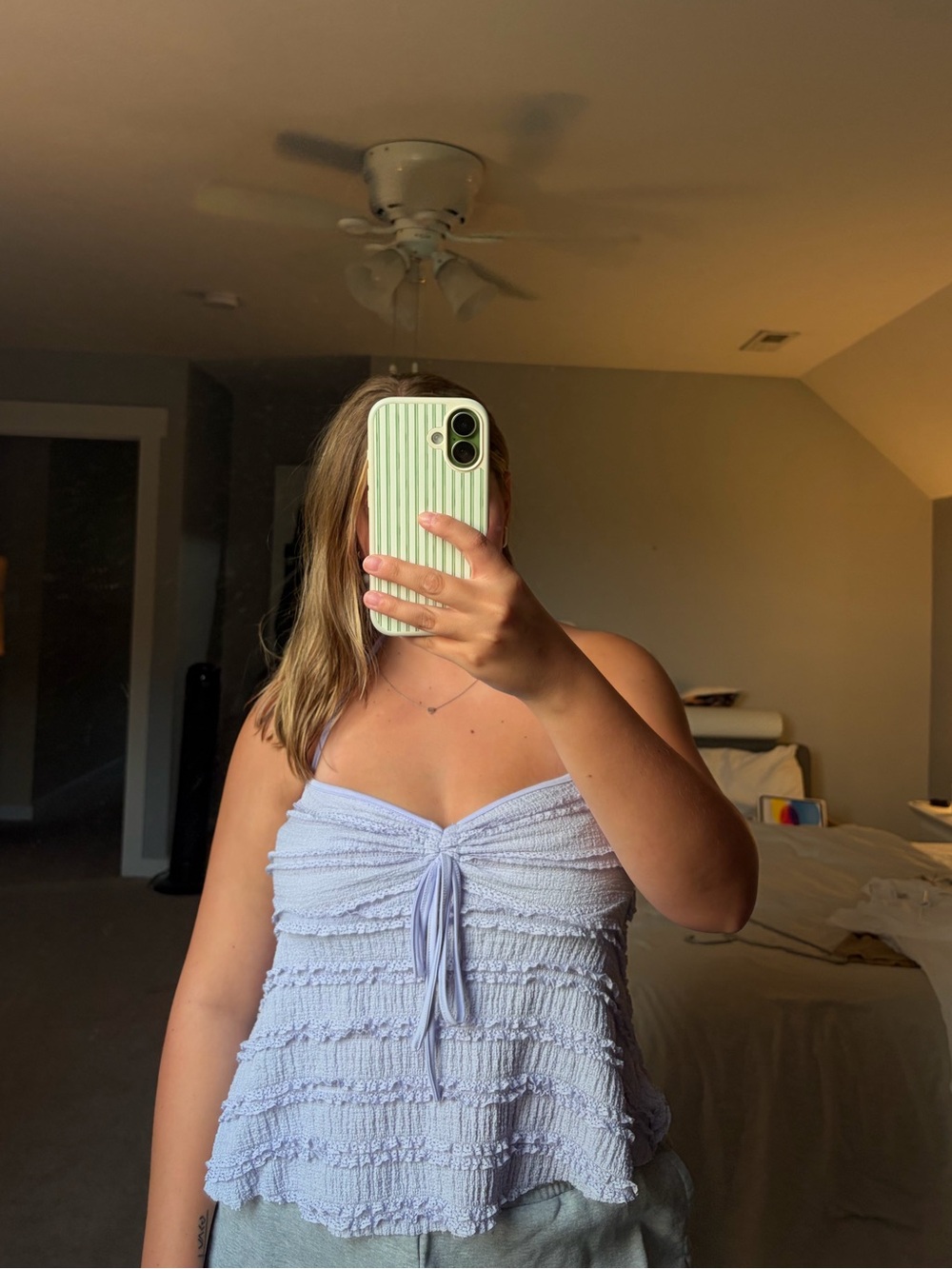 Lavender Sweetra Drawstring Front Halter Top